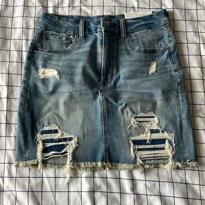 american eagle ripped jean skirt